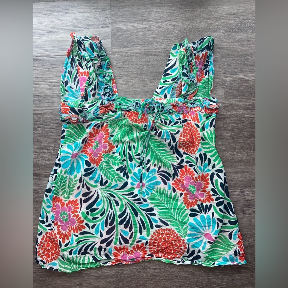 Milly of New York Floral Top Womens 8 100% Cotton
